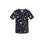 Womens Printed Space Party Scrub Top