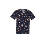 Mens Printed Space Party Scrub Top