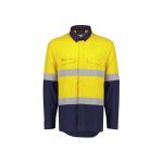Mens Orange Flame Lightweight Ripstop Spliced Shirt - Hoop Taped