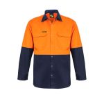 Hi Vis L/S Cotton Work Shirt With Press Studs