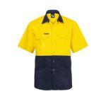Hi Vis S/S Cotton Work Shirt With Press Studs
