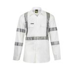 Hi Vis Long Sleeve Cotton Work Shirt With X Pattern & Bio-Motion Tape - Night Use Only