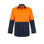 Lightweight Hi Vis L/S Cotton Food Industry Vented Work Shirt With Press Studs And No Pockets