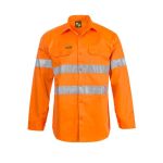 Hi Vis L/S Cotton Work Shirt With Reflective Tape