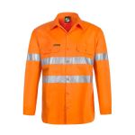 Lightweight Hi Vis L/S Vented Cotton Work Shirt With Reflective Tape