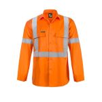 Lightweight Hi Vis Long Sleeve Vented Cotton Work Shirt With X Pattern Tape - NSW Rail Compliant