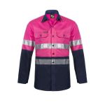 Lightweight L/S Vented Cotton Work Shirt With Reflective Tape - Night Use Only