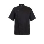 Black Chefs Tunic - With Concealed Front and Short Sleeves