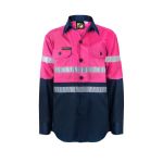 Kids Lightweight L/S Cotton Drill Shirt With Reflective Tape