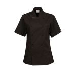 Ladies Lightweight Executive Black Chefs Jacket - Short Sleeve