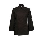 Ladies Lightweight Executive Black Chefs Jacket - Long Sleeve