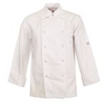 Lightweight Executive White Chefs Jacket - Long Sleeve With Press Studs