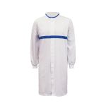 Food Industry L/S Long Dustcoat With Mandarin Collar, Contrast Trims On Collar And Chest