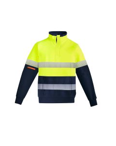Mens Orange Flame Hi Vis 1/4 Zip Fleece Pullover - Hoop Taped