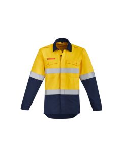 Mens Orange Flame Hi Vis Open Front Shirt - Hoop Taped