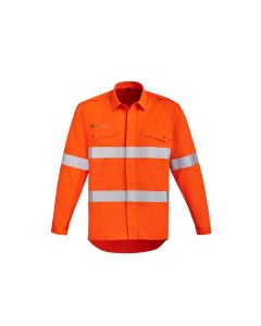 Mens Orange Flame Hi Vis Open Front Shirt - Hoop Taped