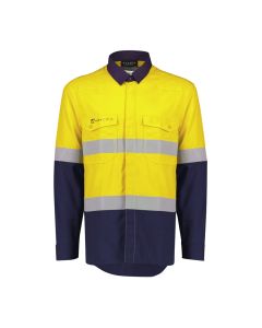 Mens Orange Flame Lightweight Ripstop Spliced Shirt - Hoop Taped