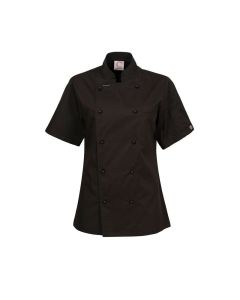 Ladies Lightweight Executive Black Chefs Jacket - Short Sleeve