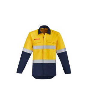 Mens Orange Flame Hi Vis Open Front Shirt - Hoop Taped