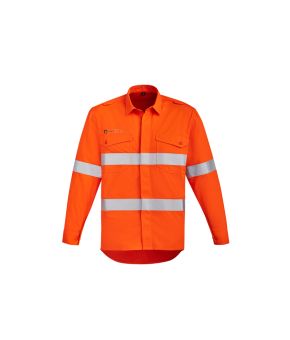 Mens Orange Flame Hi Vis Open Front Shirt - Hoop Taped