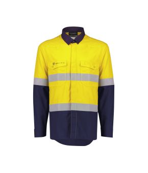 Mens Orange Flame Lightweight Ripstop Spliced Shirt - Hoop Taped