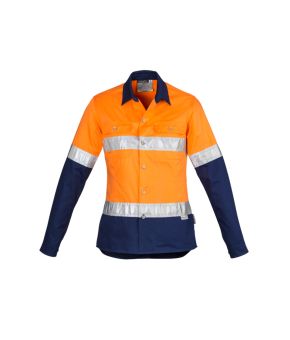 Womens Hi Vis Industrial L/S Shirt - Hoop Taped
