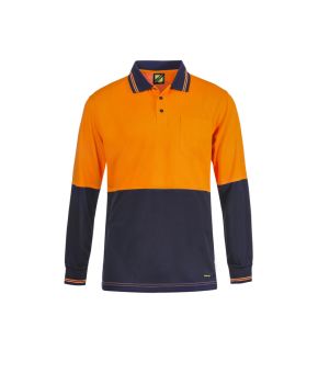Hi Vis L/S Cotton Back Polo With Pocket