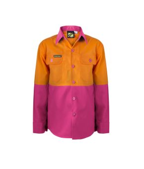 Kids Lightweight Two Tone L/S Cotton Work Shirt